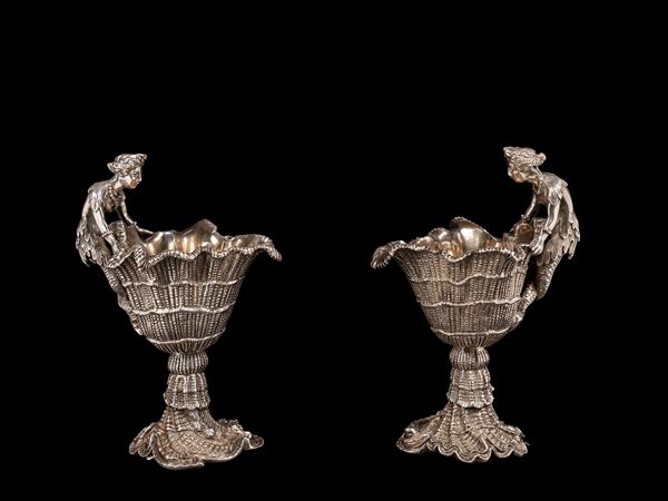 COPPIA DI SALSIERE IN ARGENTO