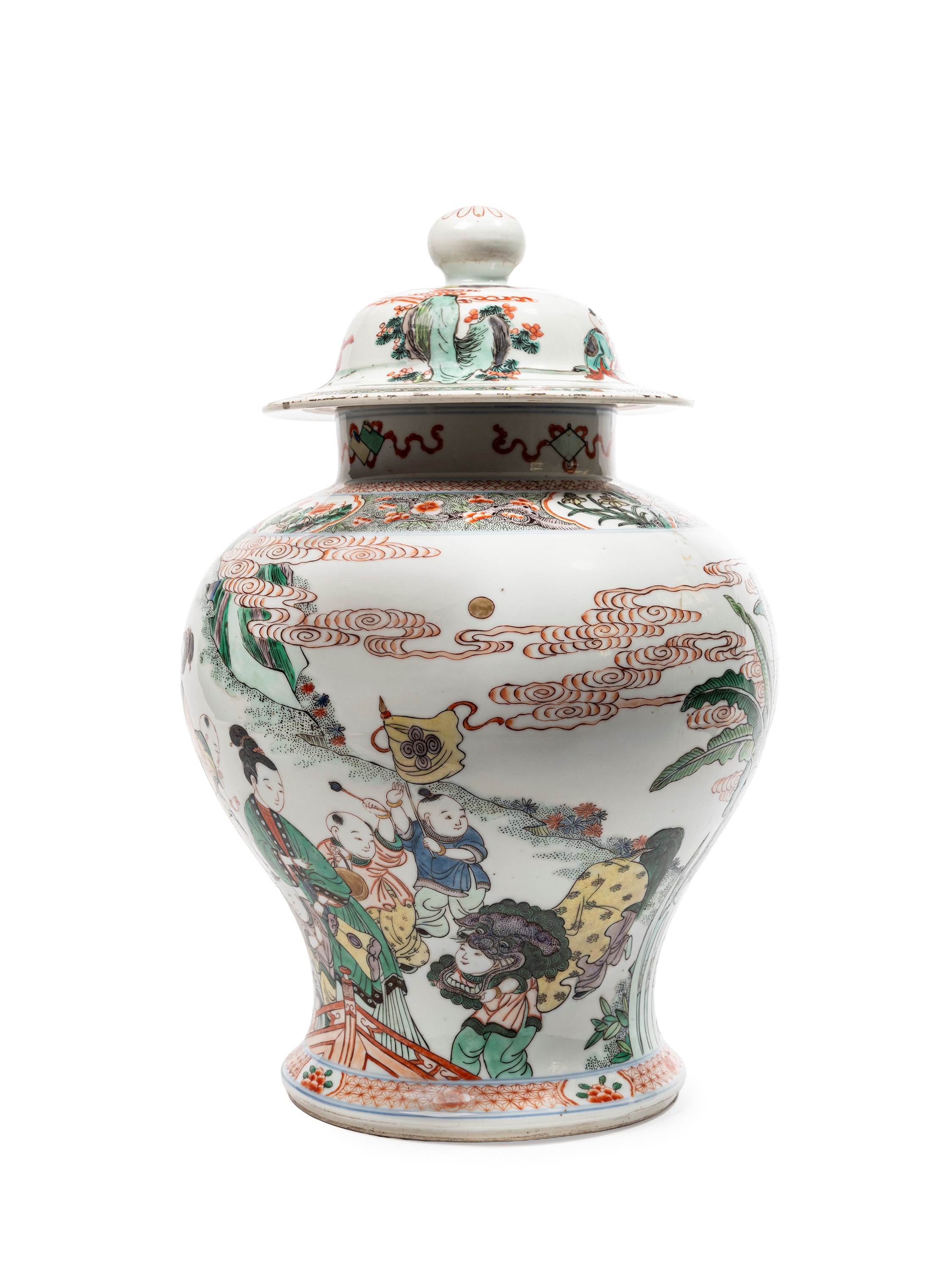 VASO CON COPERCHIO IN PORCELLANA FAMIGLIA VERDE