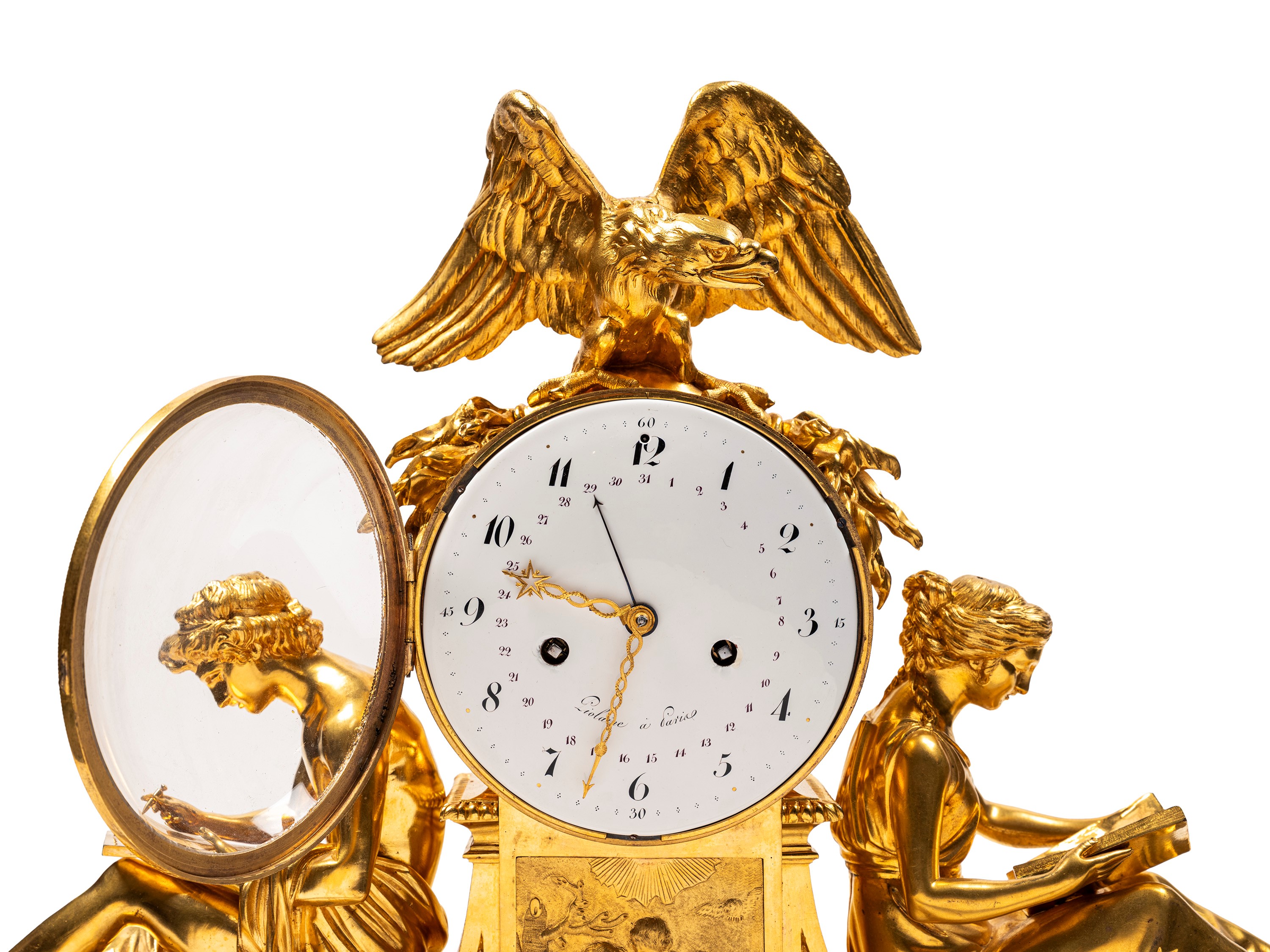 Pirotecnica del bronzo, Pendola Luigi XVI “Studio e Filosofia”, Francia fine XVIII secolo