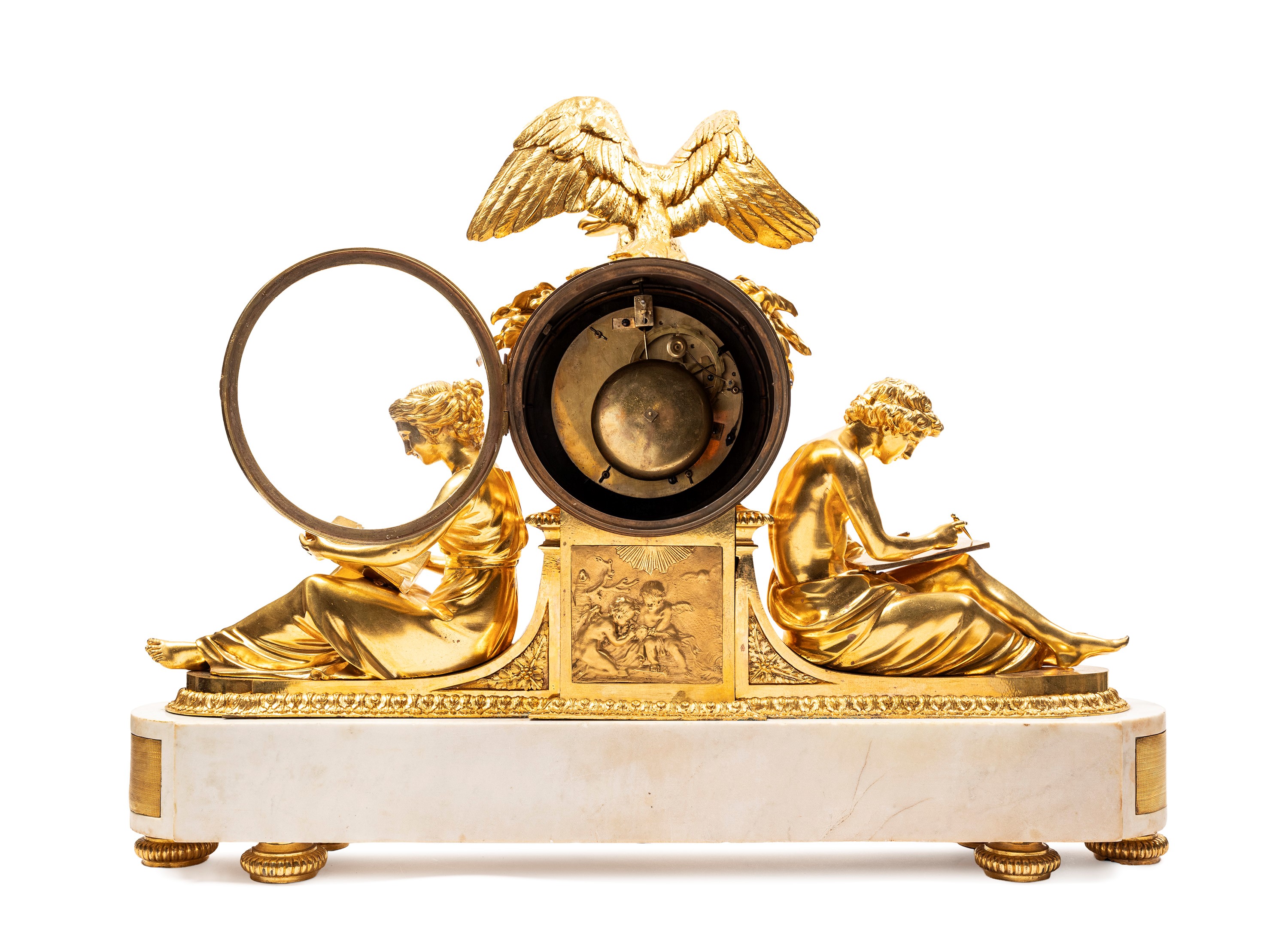 Pirotecnica del bronzo, Pendola Luigi XVI “Studio e Filosofia”, Francia fine XVIII secolo