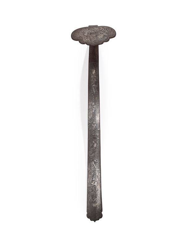 A SILVER-INLAID IRON SCEPTRE