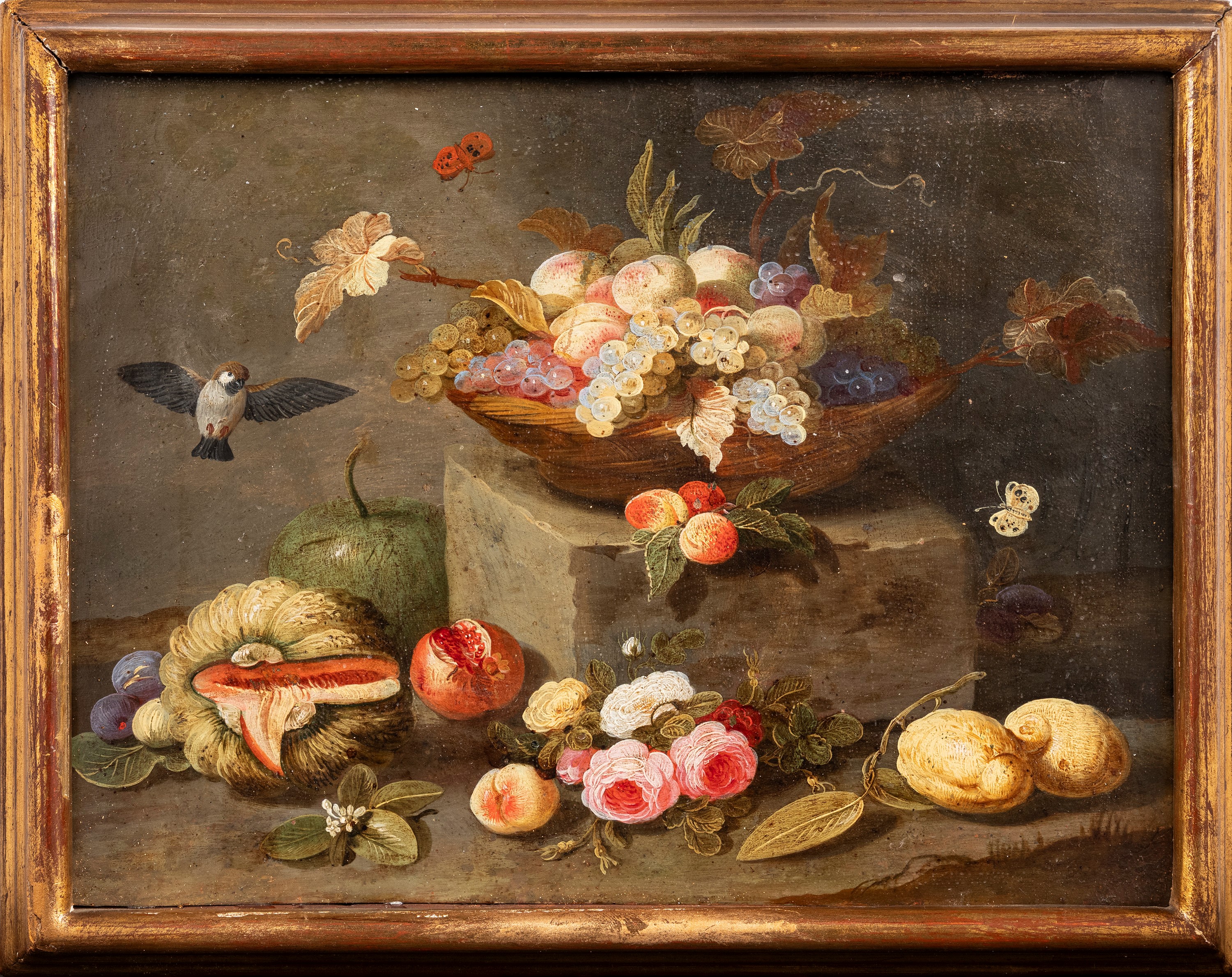 Jan Van Kessel - Natura Morta con Fiori, Frutta e Uccellini