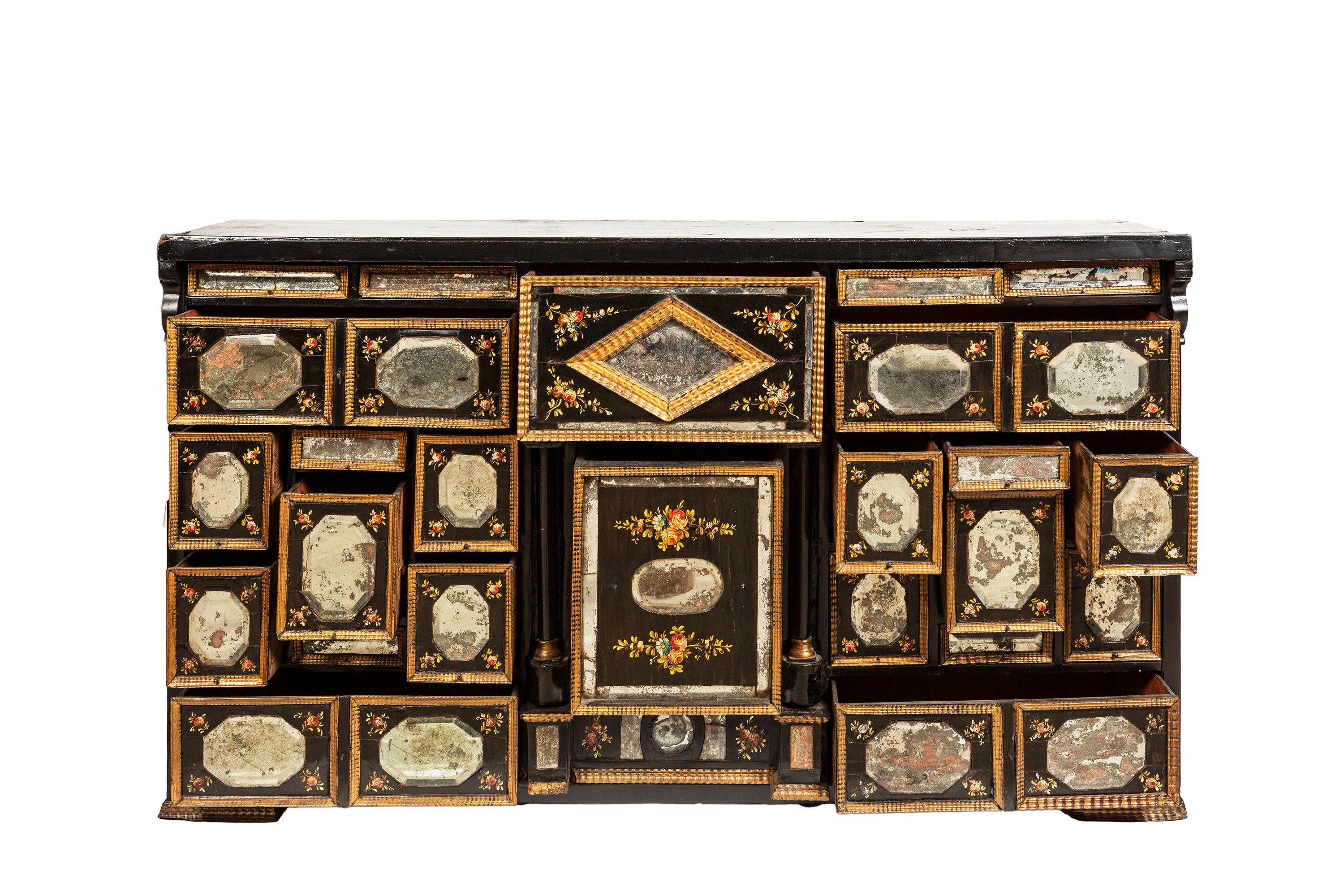 Stipo monetòiere, legno ebanizzato, XVII secolo