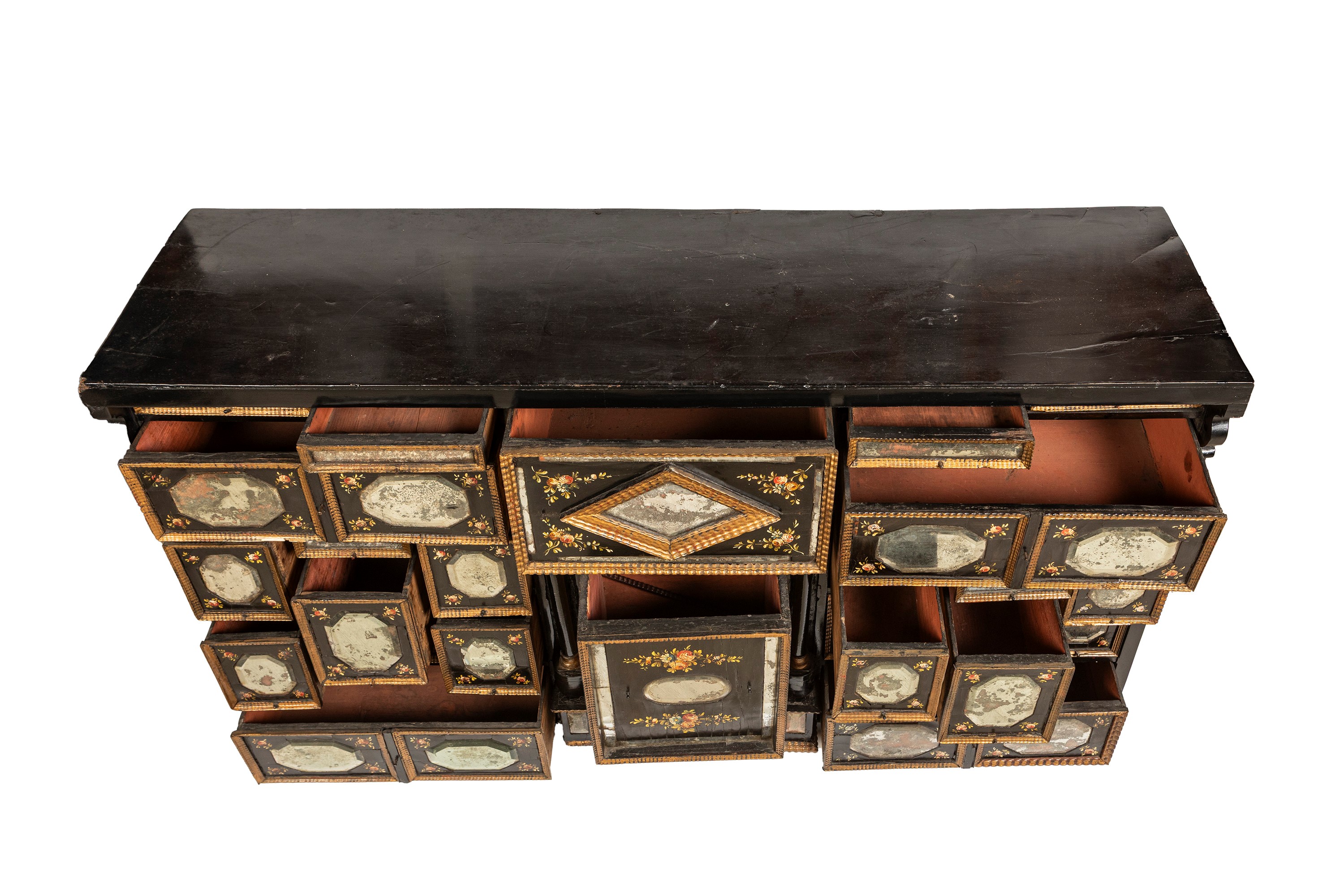 Stipo monetòiere, legno ebanizzato, XVII secolo