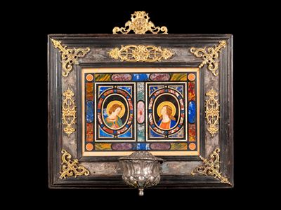 Pietre dure e marmi policromi, Composizione raffigurante San Michele Arcangelo e la Vergine (Fire...