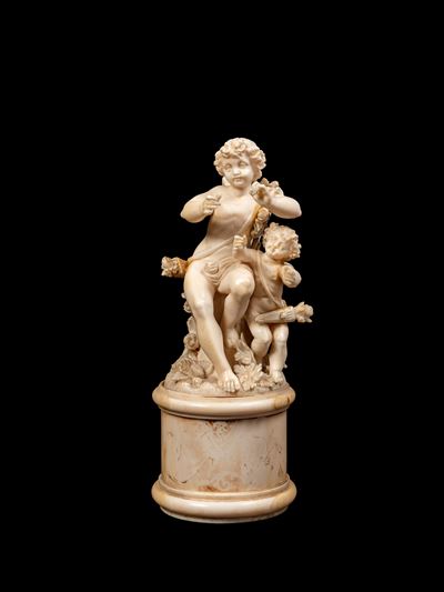 Scultura in avorio raffigurante Eros e Anteros, Francia, seconda metà del XVIII secolo
