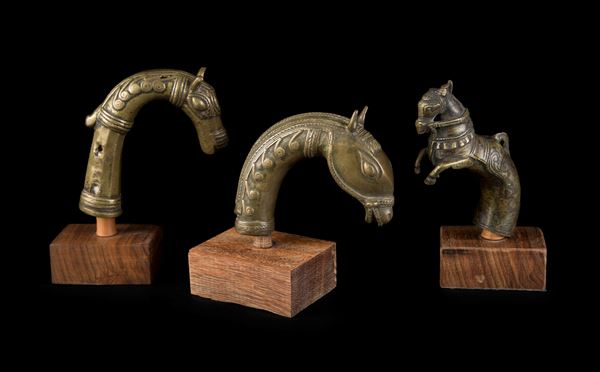 THREE BRASS HANDLES