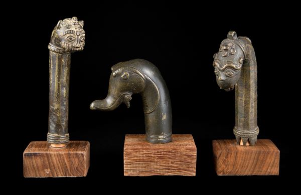 THREE BRASS HANDLES