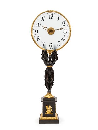 XVIII secolo, Orologio notturno a verga da tasca in bronzo dorato e brunito