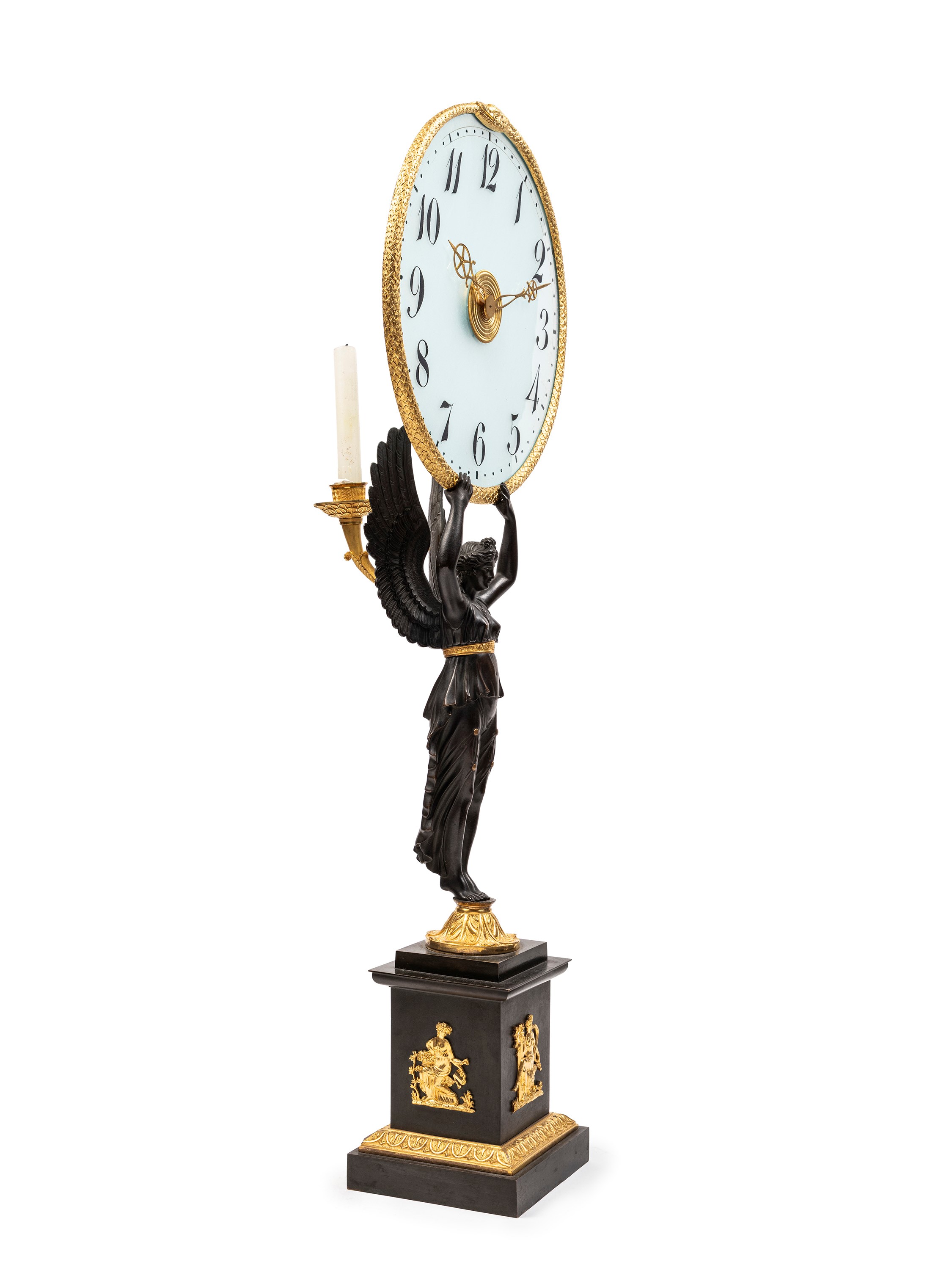 XVIII secolo, Orologio notturno a verga da tasca in bronzo dorato e brunito