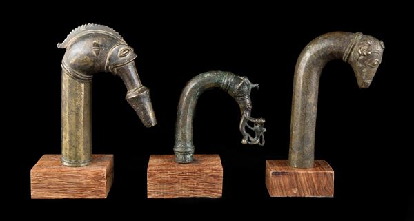 THREE BRASS HANDLES