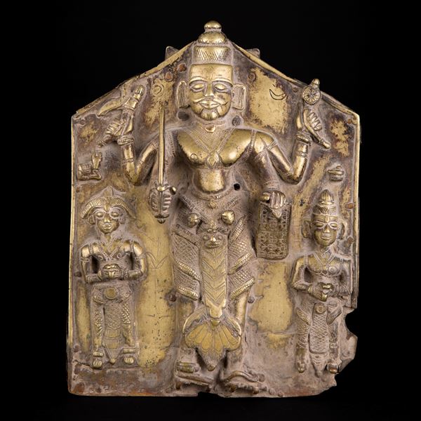A VIRABHADRA BRONZE PLAQUE