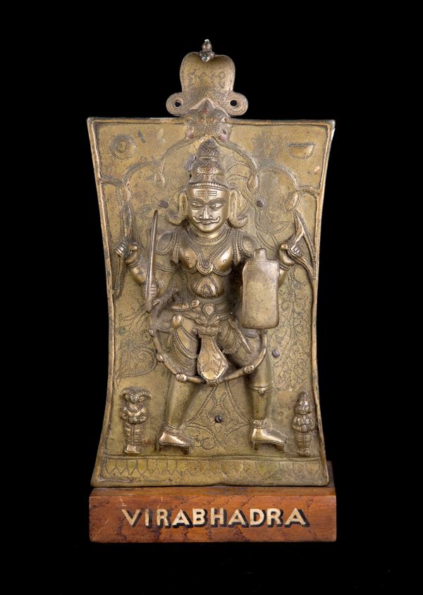 A RITUAL BRONZE PLAQUE VIRABHADRA