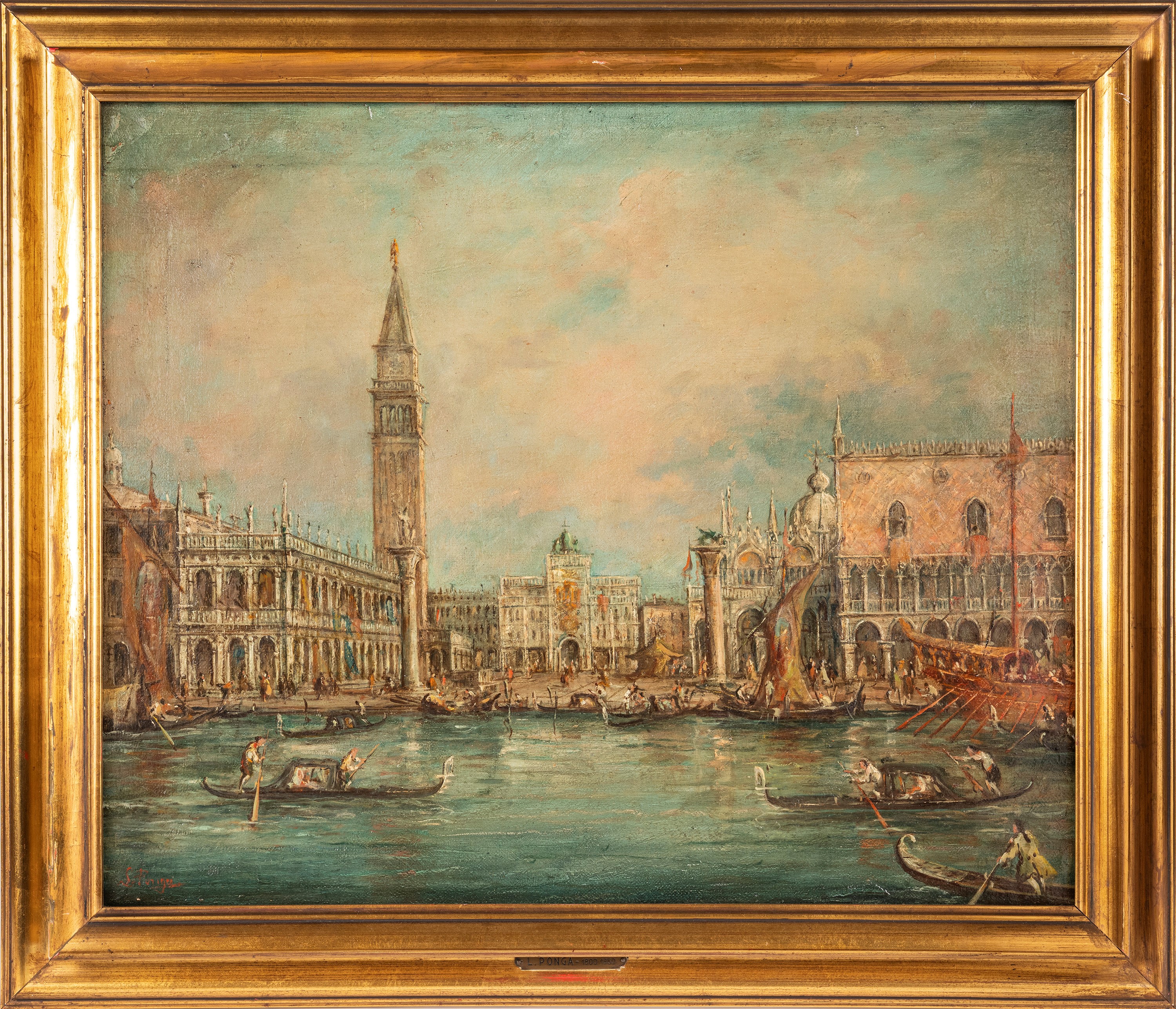 Ponga, Coppia di vedute di Venezia, olio su tela