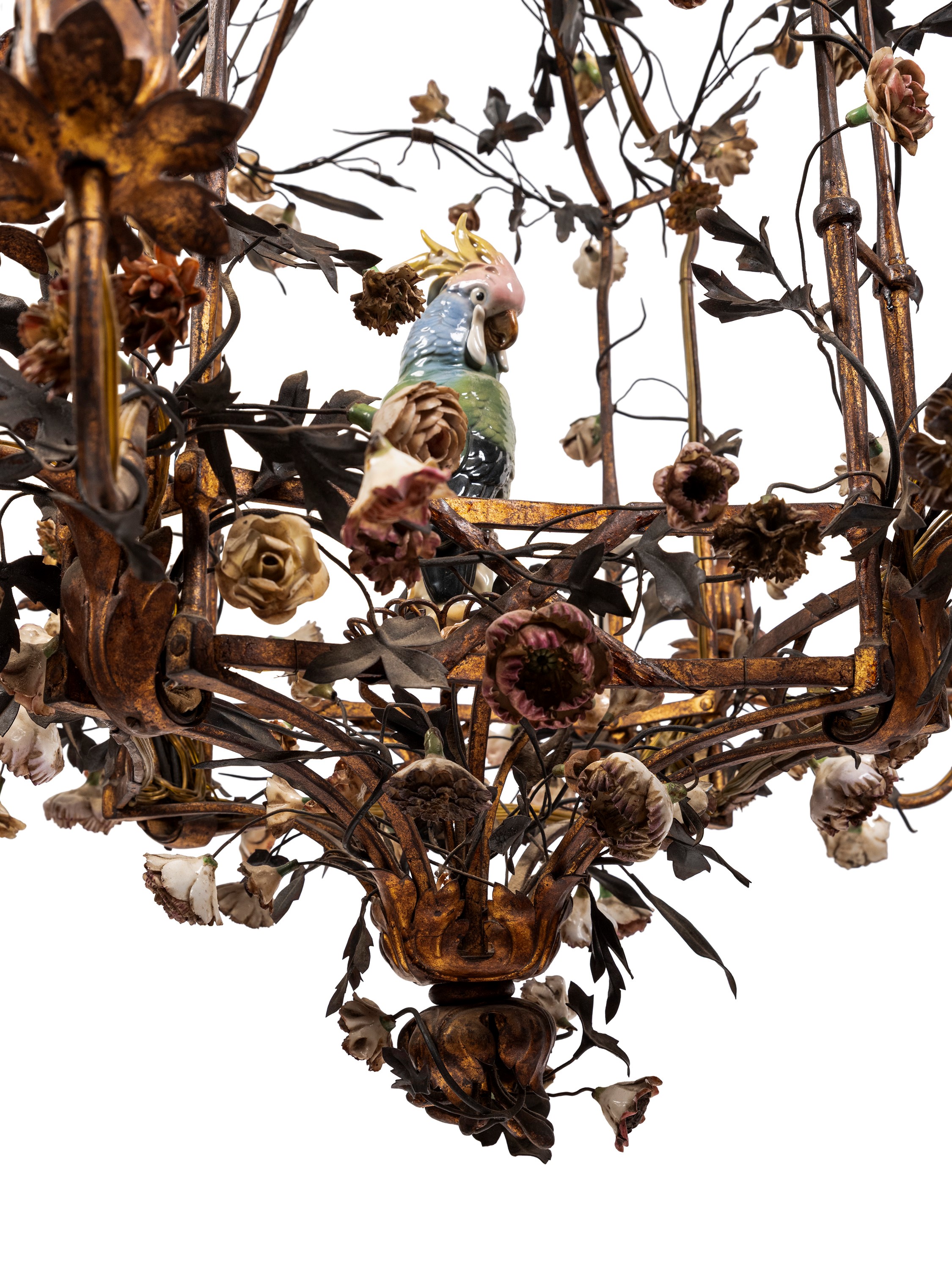 Lampadario in Bronzo e Porcellana