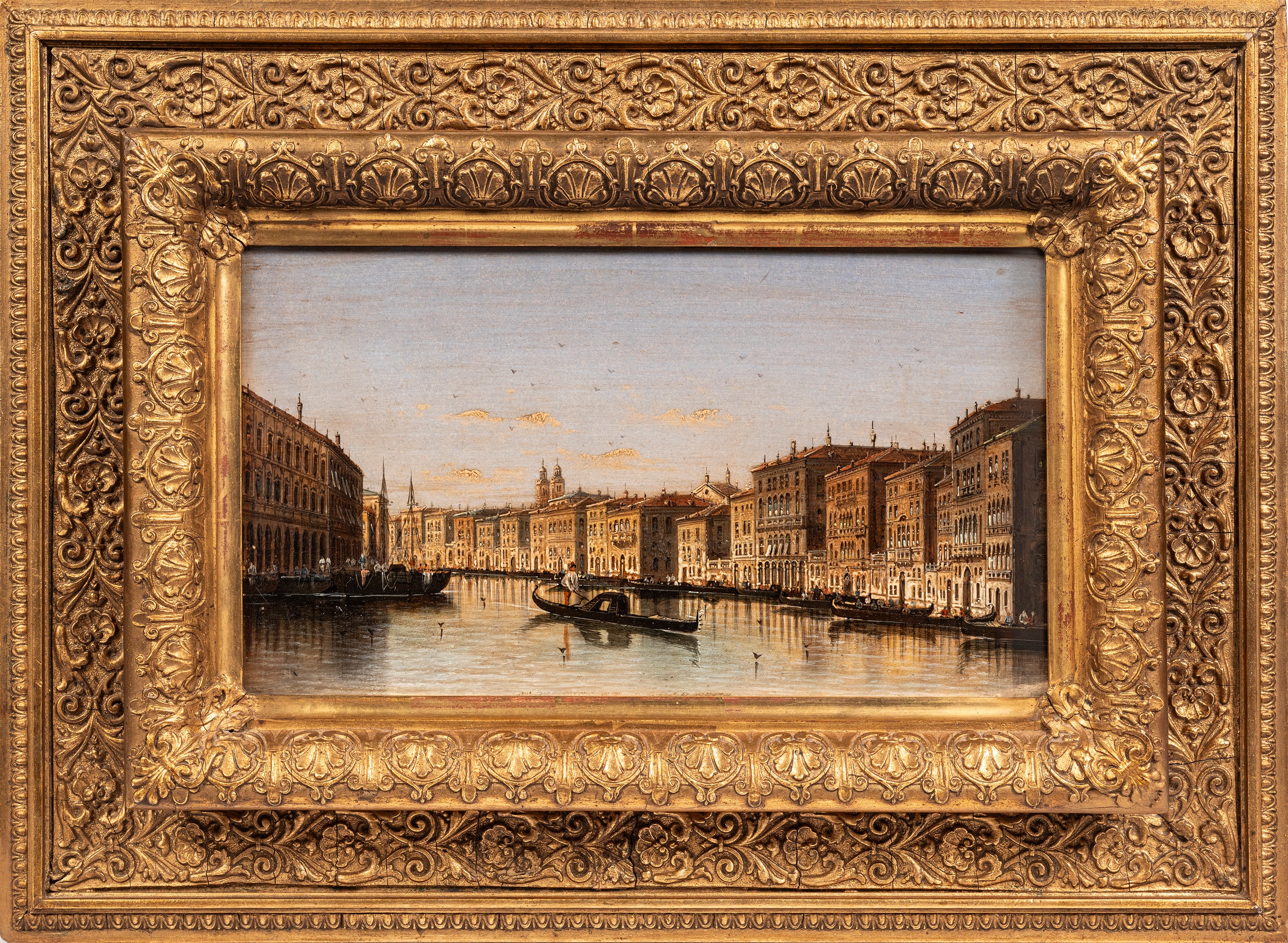 Veduta del Canale Grande dal Ponte di Rialto, olio su tavola (XIX secolo)