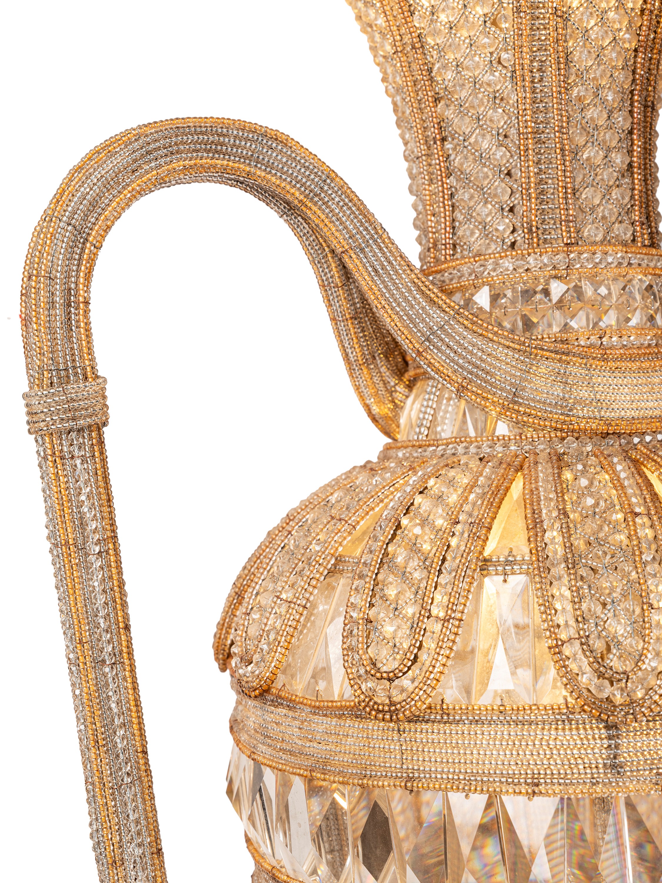 Coppia di monumentali lampade a vaso, in vetro molato, XX secolo