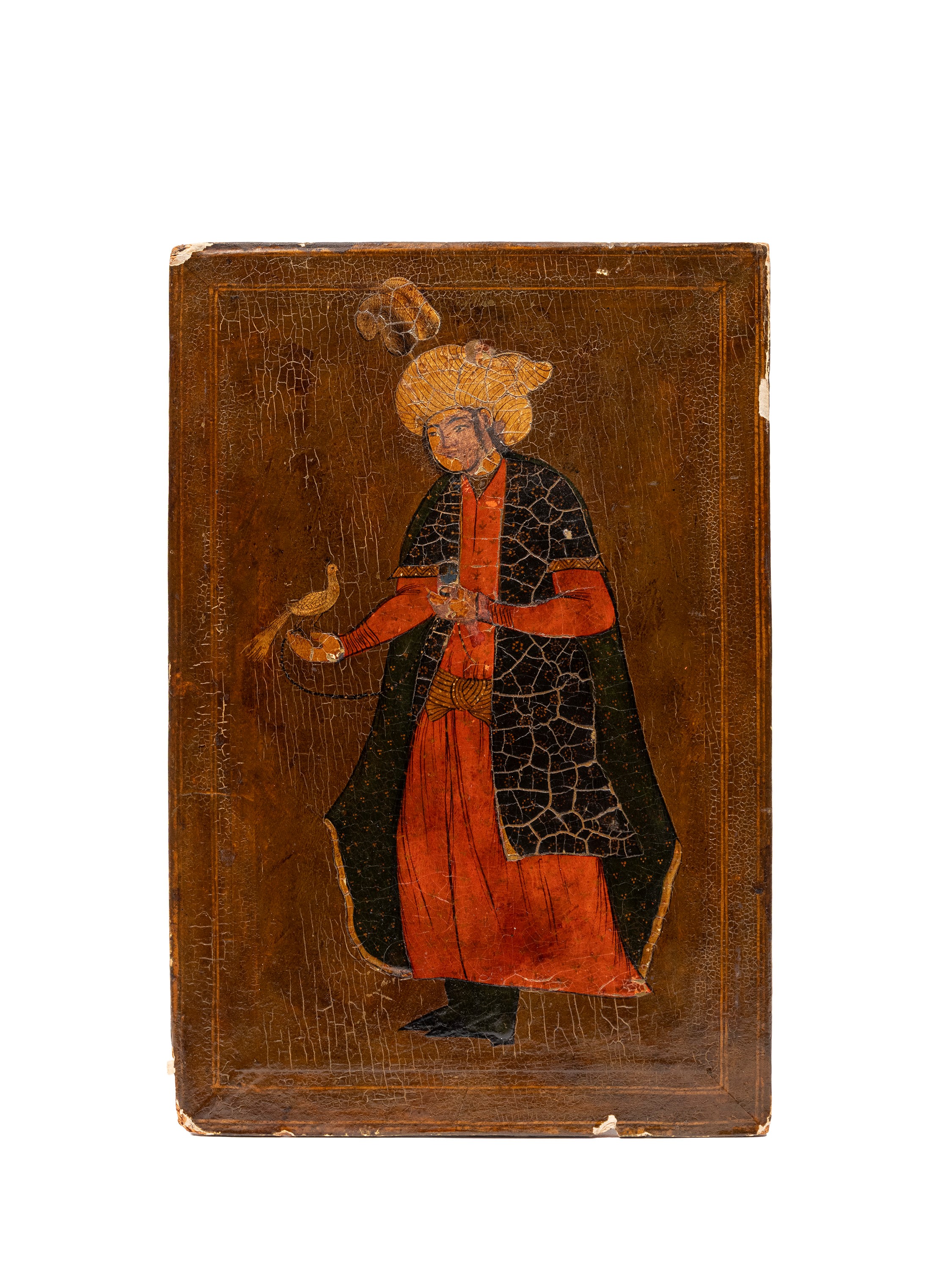 Persia (periodo Qajar, XIX secolo), Pannello in cartapesta laccata raffigurante scena dal “Shahna...