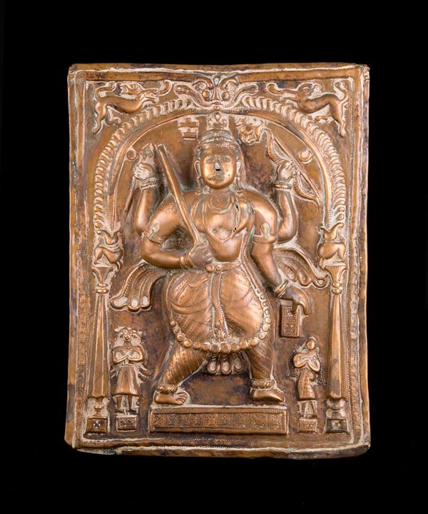 A BRONZE VIRABHADRA PLAQUE