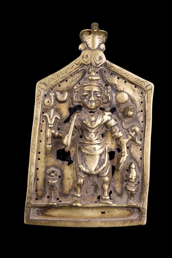 A VIRABHADRA BRASS PLAQUE