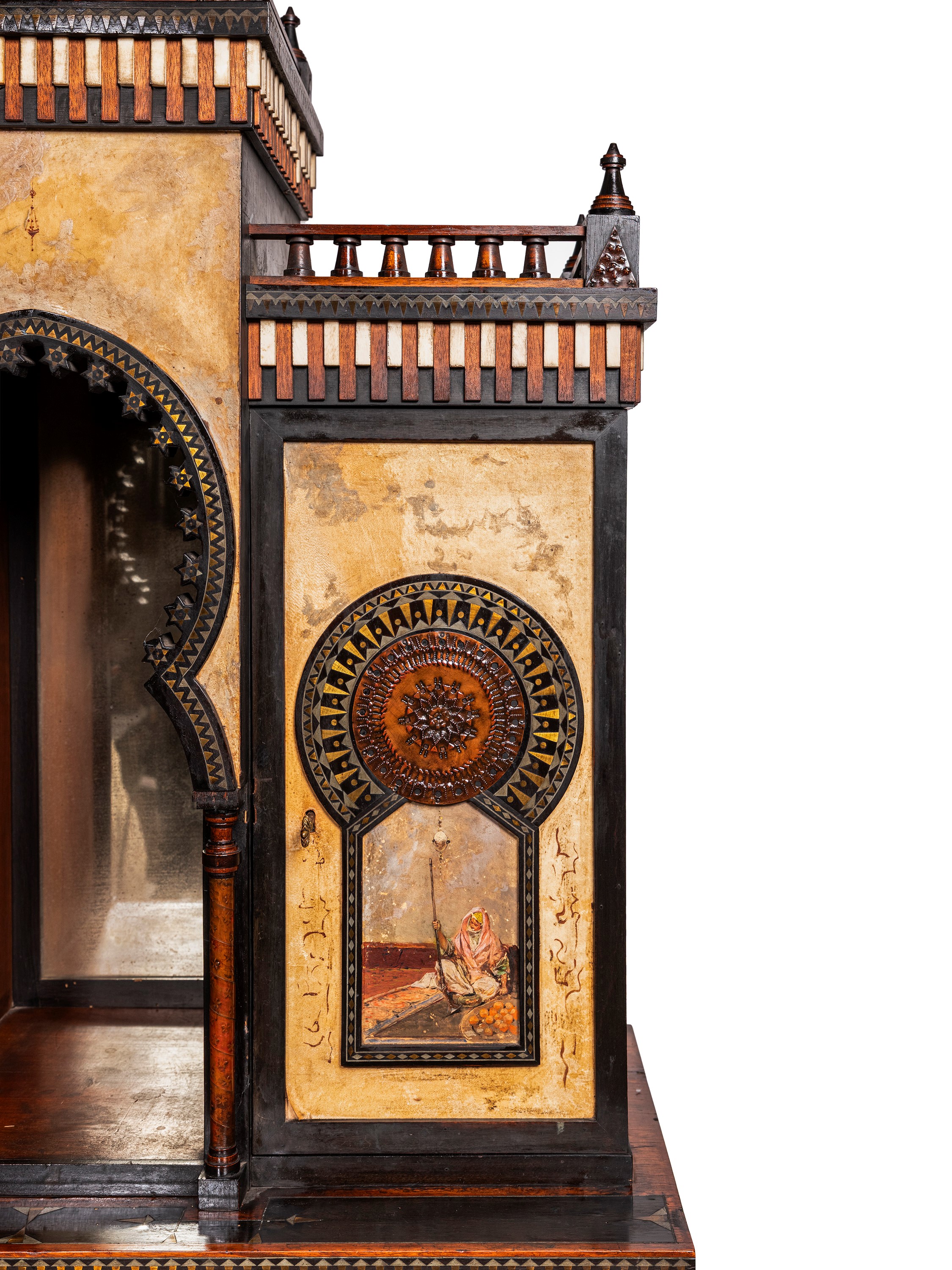 Carlo Bugatti - Mobile mosquée in legno intarsiato e pergamena dipinta