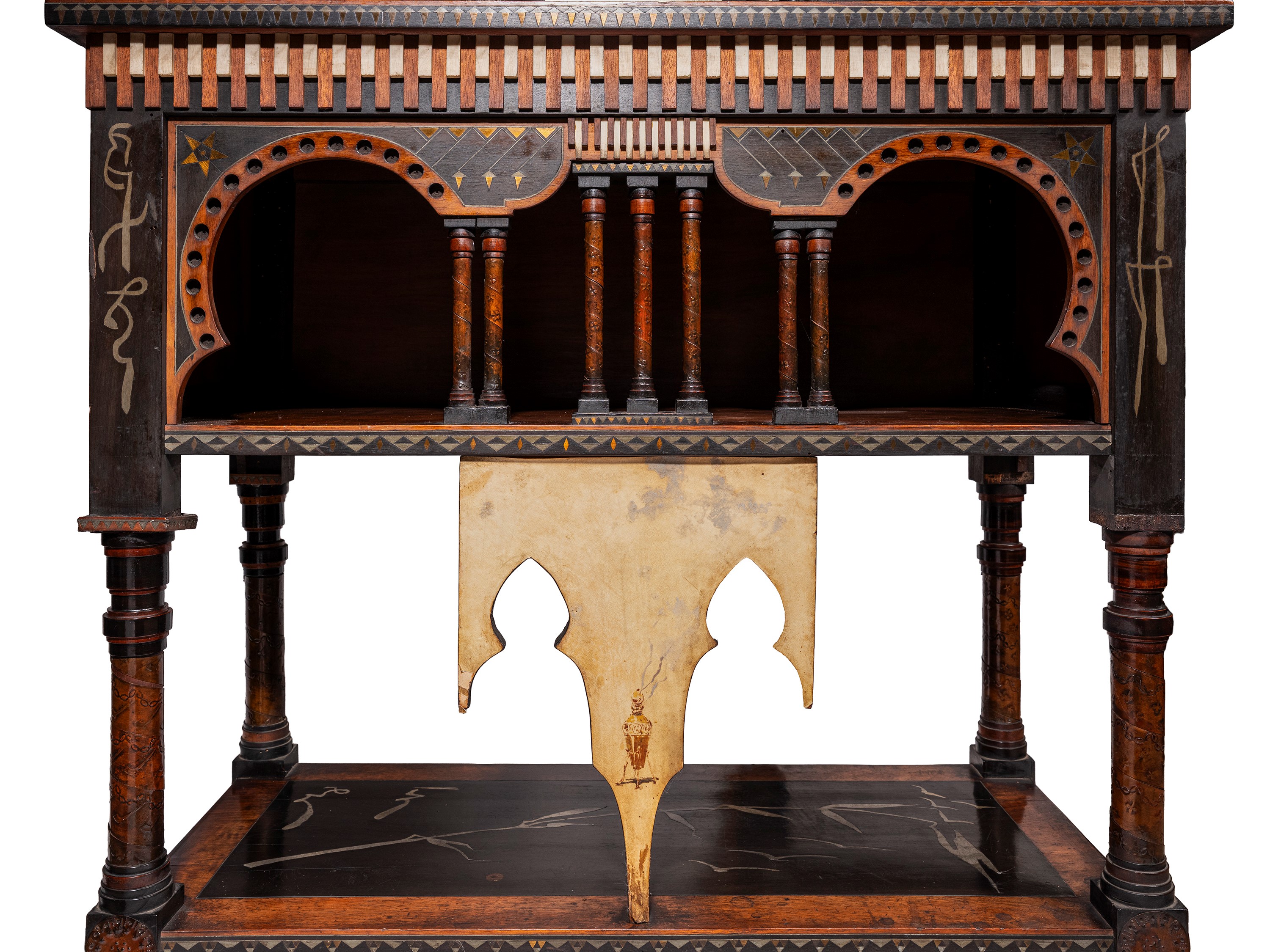 Carlo Bugatti - Mobile mosquée in legno intarsiato e pergamena dipinta