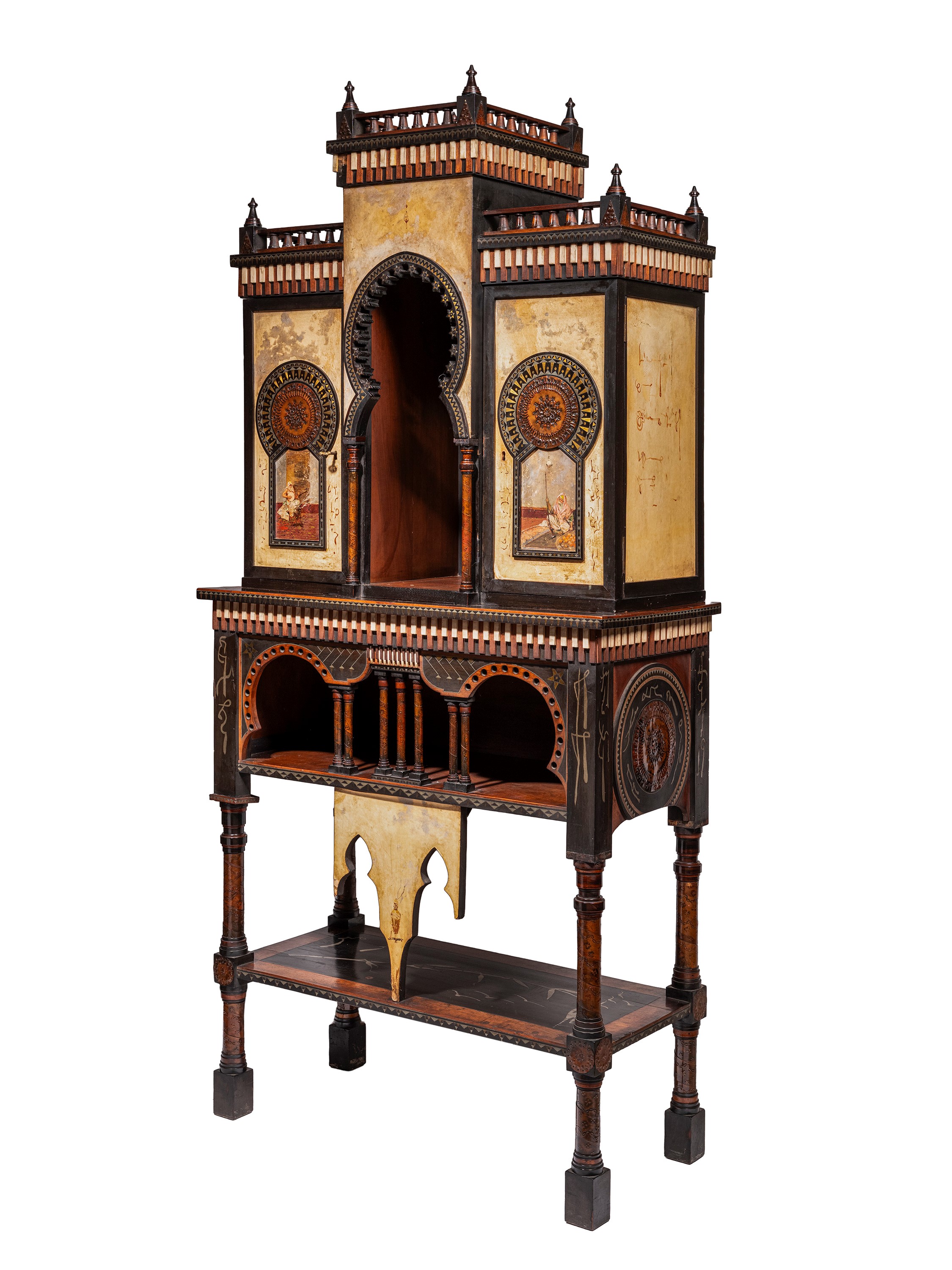 Carlo Bugatti - Mobile mosquée in legno intarsiato e pergamena dipinta