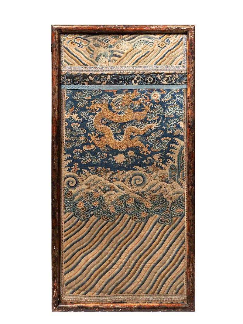 Arazzo in seta Kesi, dragone a cinque artigli (Cina, dinastia Qing, XVIII secolo)