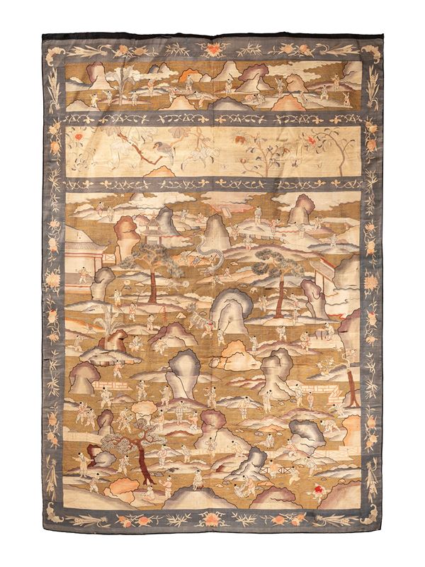 A LARGE KESI SILK TAPESTRY