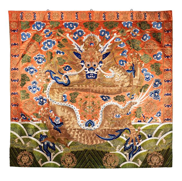 AN EMBROIDERY ON SILK TAPESTRY