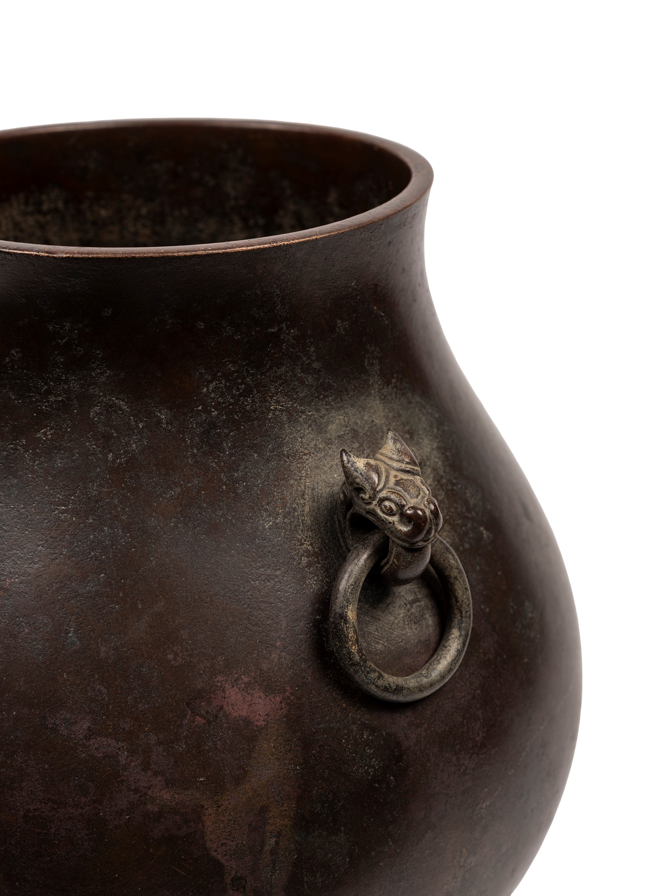 Giappone, Vaso biansato in bronzo con base in forma Hu, periodo Meiji