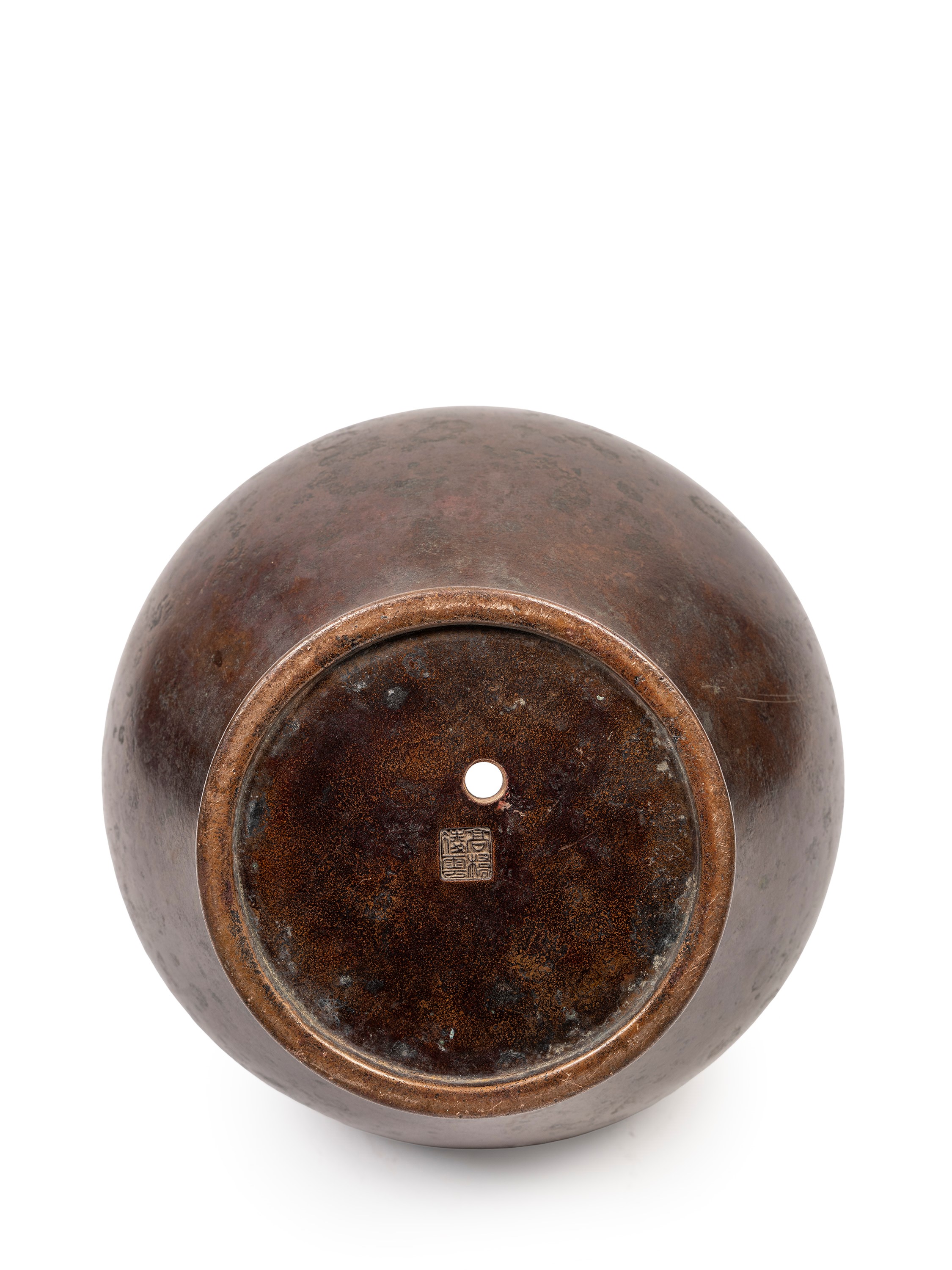 Giappone, Vaso biansato in bronzo con base in forma Hu, periodo Meiji