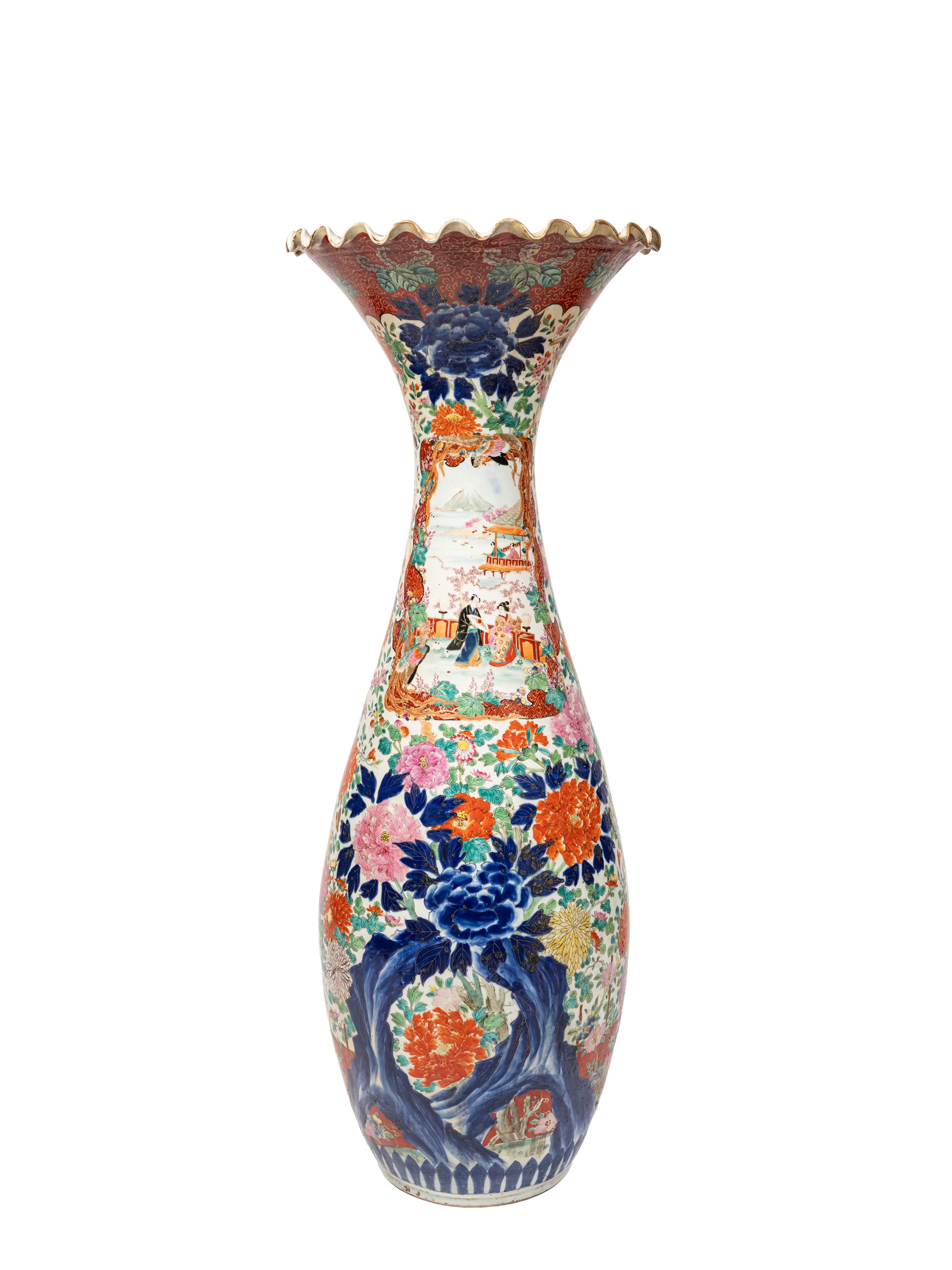 Giappone (periodo Meiji), Grande vaso a tromba in porcellana Kutani