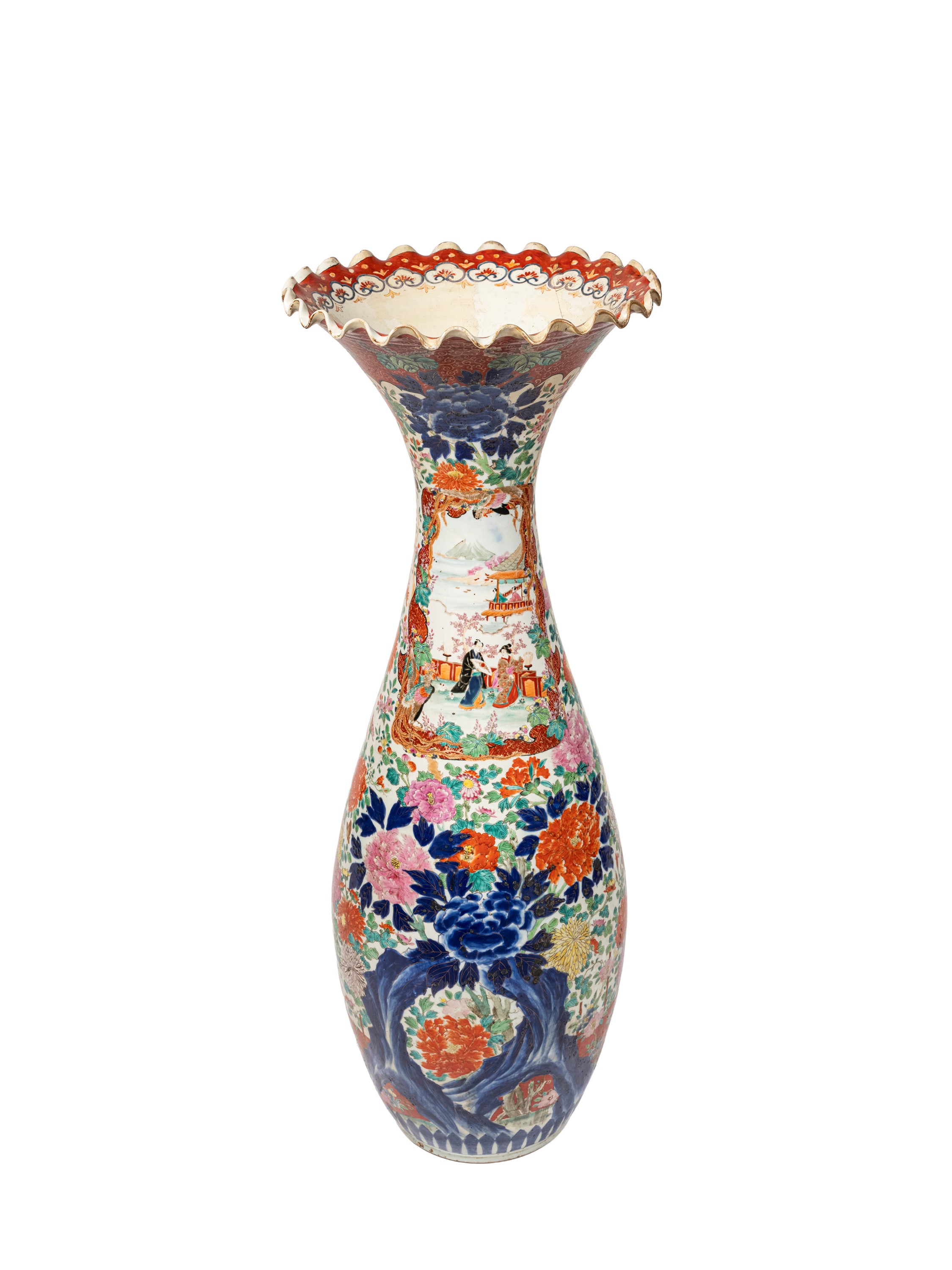 Giappone (periodo Meiji), Grande vaso a tromba in porcellana Kutani