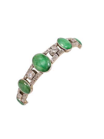 Cina, bracciale in oro e giadeite, XX secolo