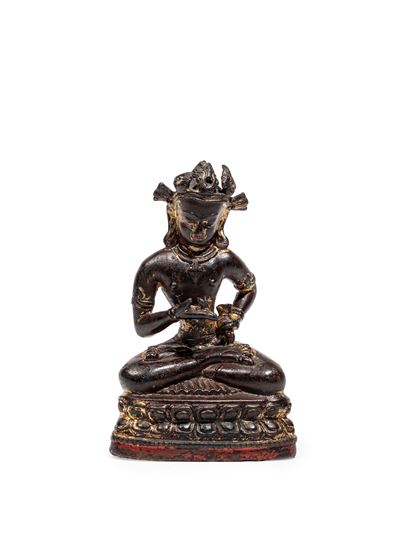 Figura in bronzo dorato, Vajrasattva in padmasana (Nepal, XVI/XVII secolo)