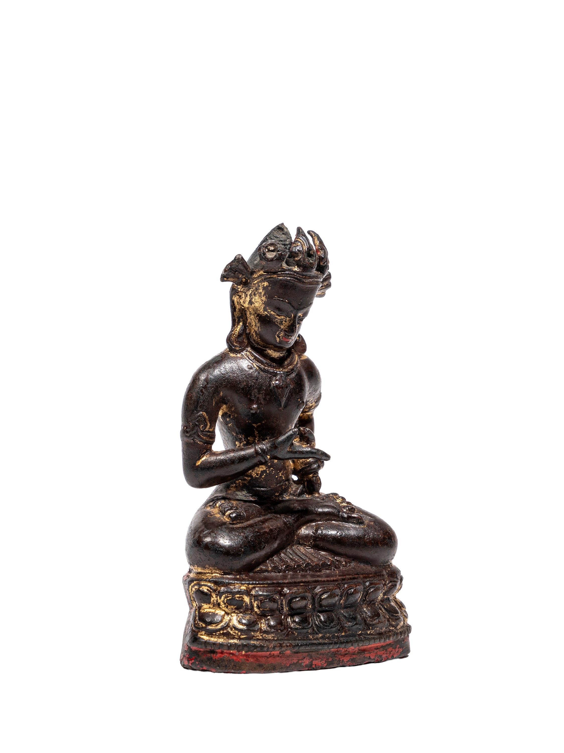 Figura in bronzo dorato, Vajrasattva in padmasana (Nepal, XVI/XVII secolo)