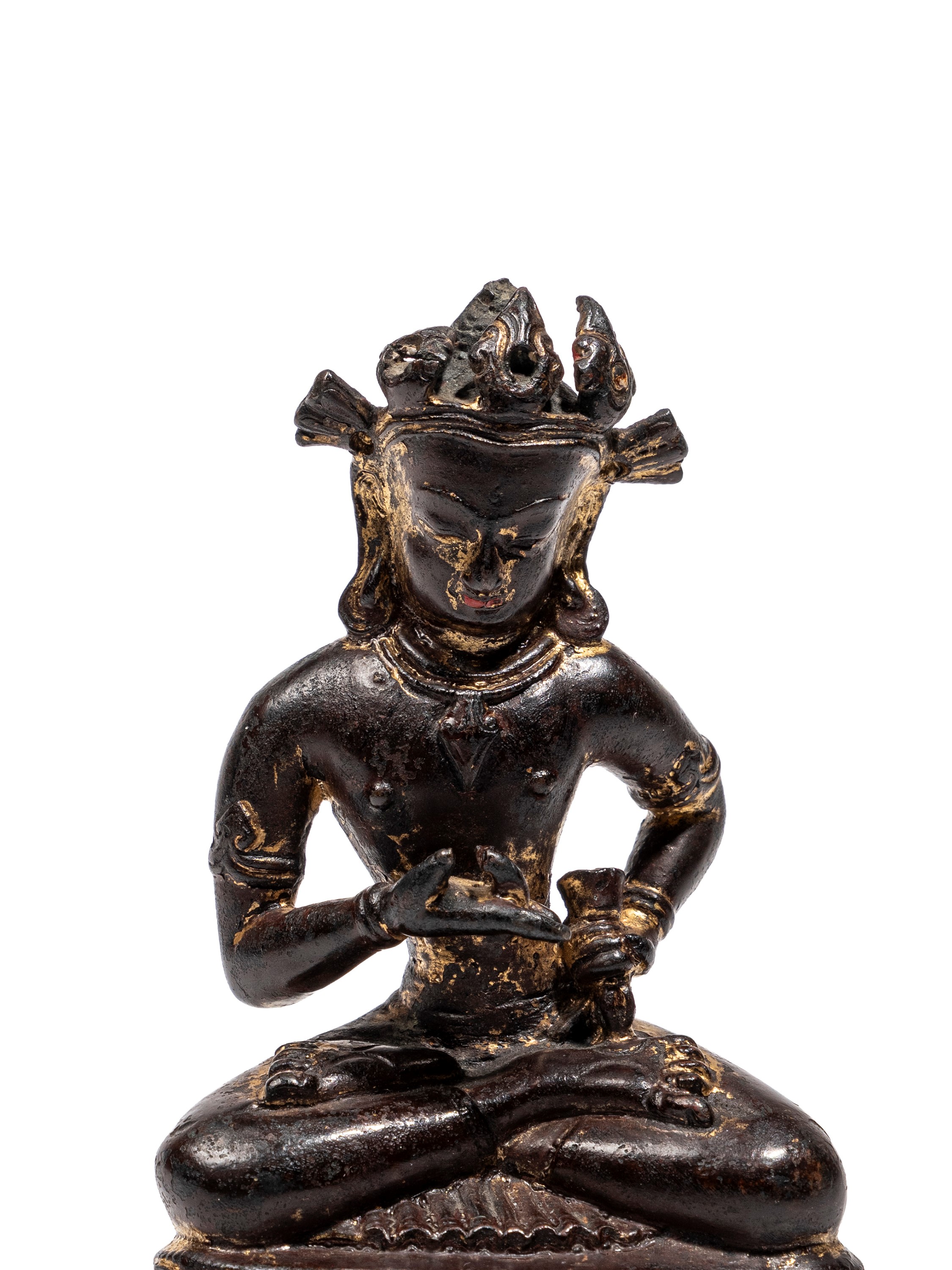 Figura in bronzo dorato, Vajrasattva in padmasana (Nepal, XVI/XVII secolo)