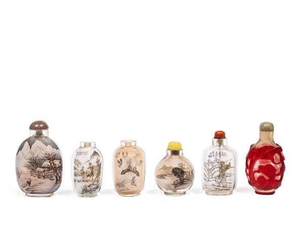 SEI SNUFF BOTTLES IN VETRO