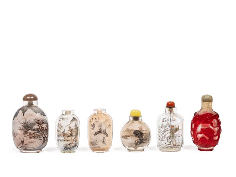 SEI SNUFF BOTTLES IN VETRO