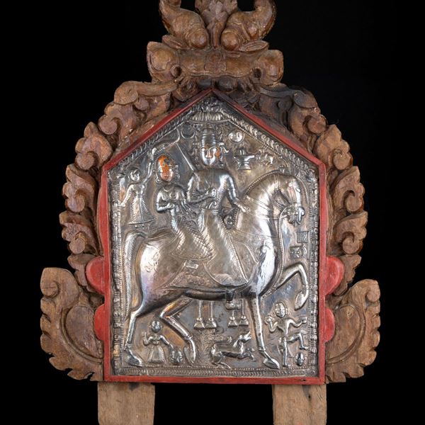 EMBOSSED SILVER PLAQUE AND WOODEN FRAME