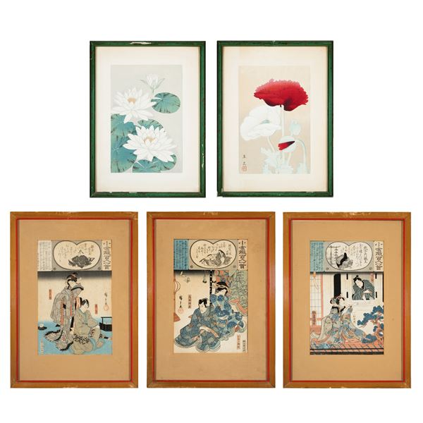 FIVE WOODBLOCK PRINTS