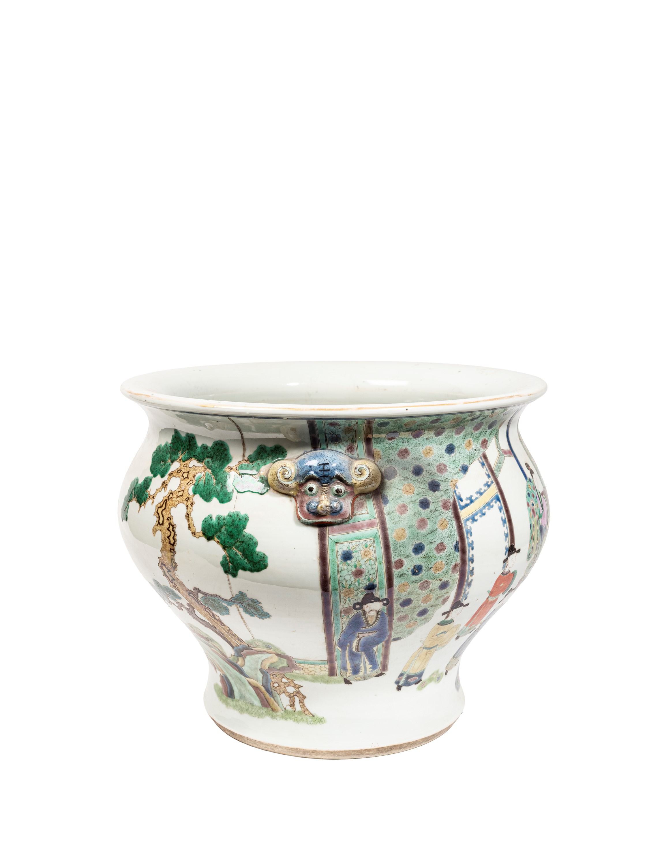 GRANDE CACHEPOT IN PORCELLANA FAMIGLIA VERDE