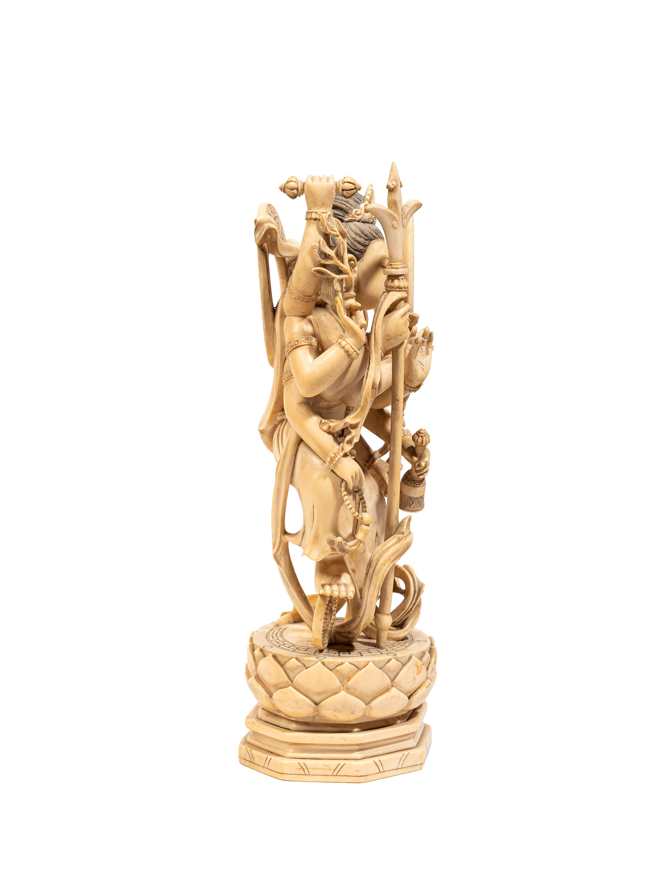 Scultura in avorio, Divinità a dieci braccia, Cina dinastia Qing (fine XIX secolo)