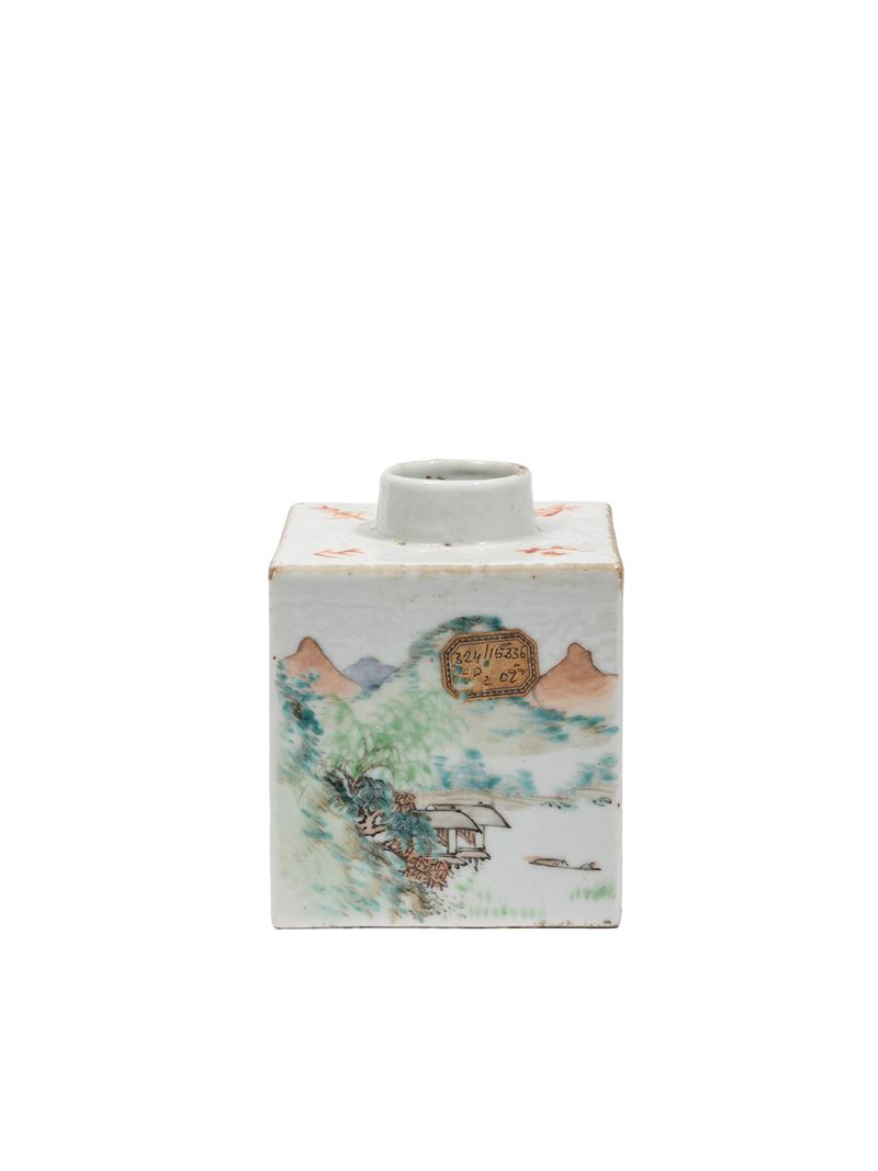 PICCOLO PORTA TÉ IN PORCELLANA QIANJIANGCAI FIRMATA DA HUANG MING GUANG
