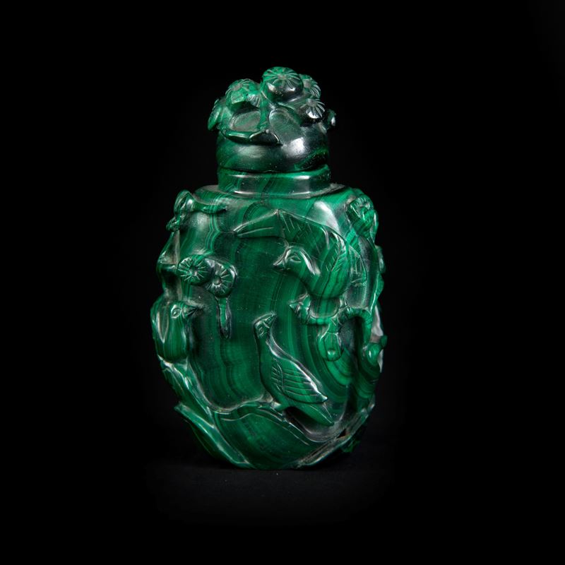 SNUFF BOTTLE IN MALACHITE