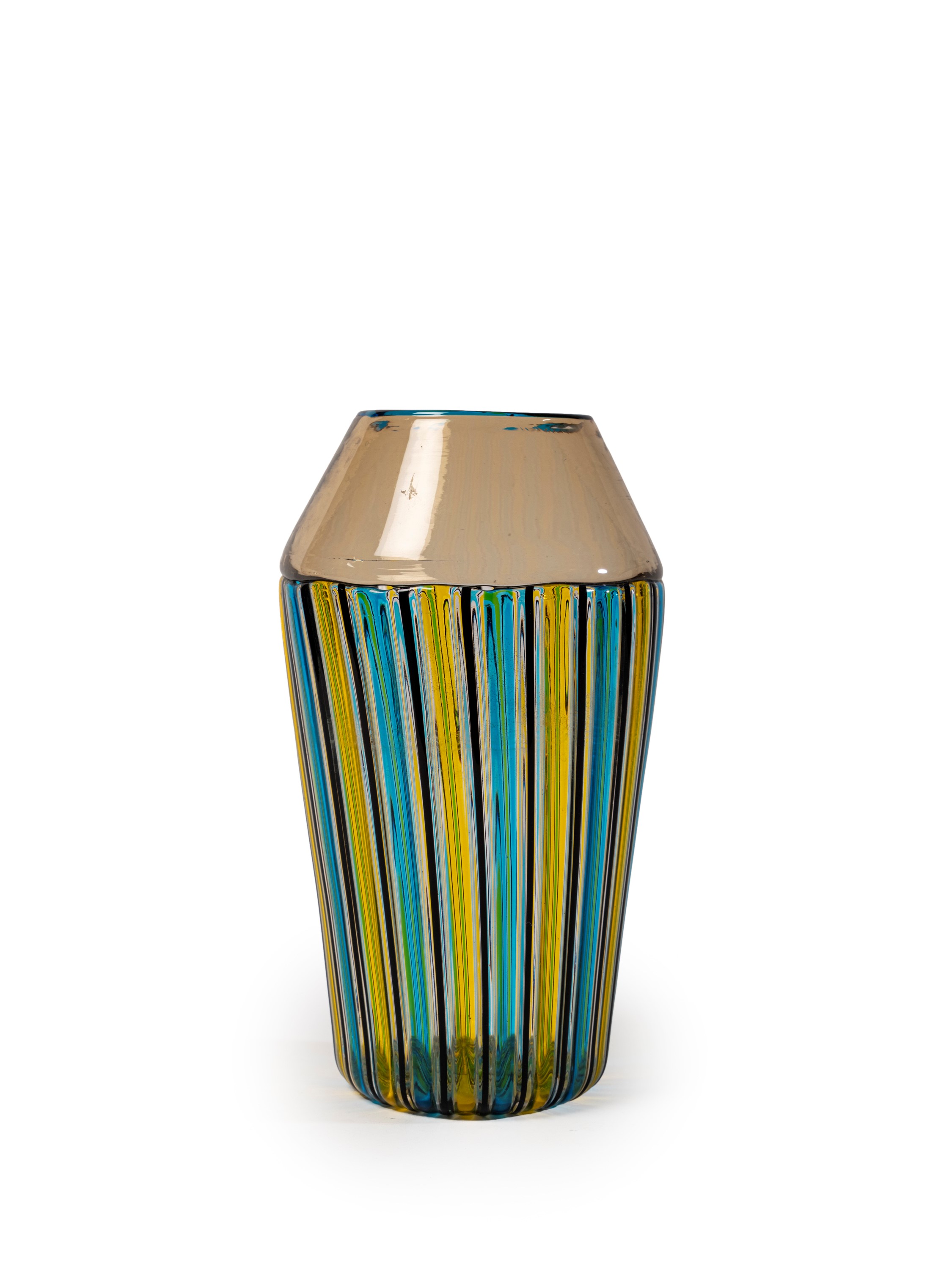Yoichi Ohira - Vaso in vetro soffiato con decoro a canne policrome