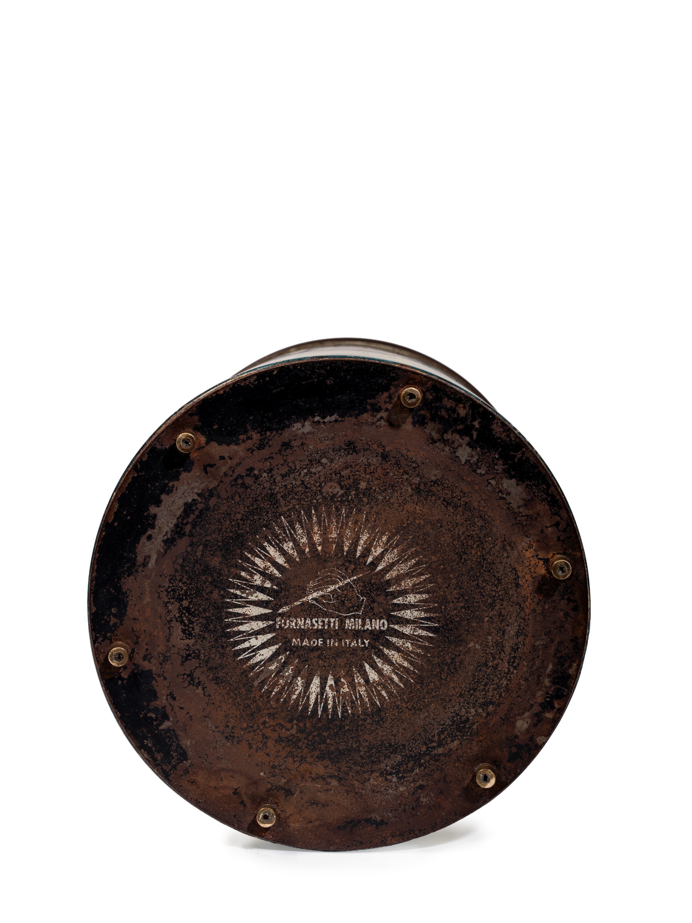 Piero Fornasetti - Gettacarte (metallo serigrafato, decorazione “Carrozze”)