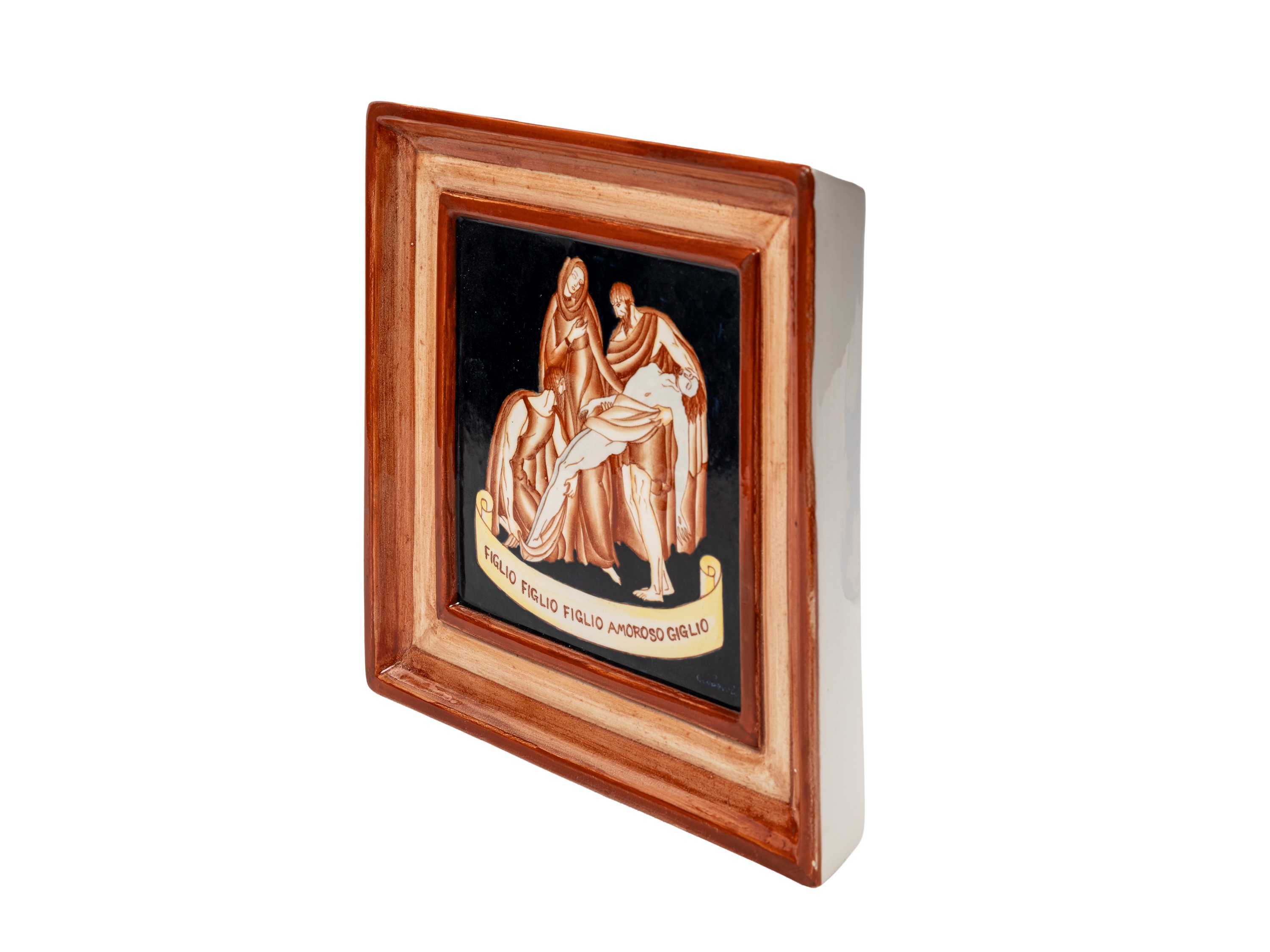 Gio Ponti - Piastra in ceramica policroma con raffigurazione e firma