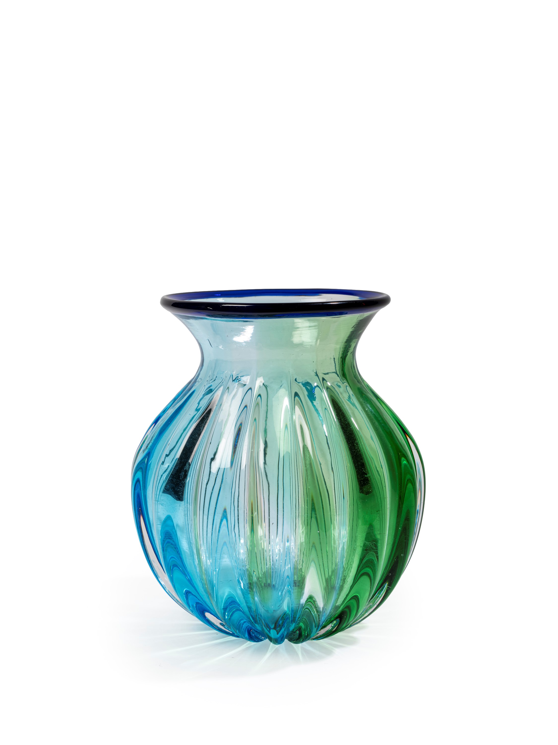Murano - Vaso in vetro soffiato a coste ottiche (anni '70 ca.)